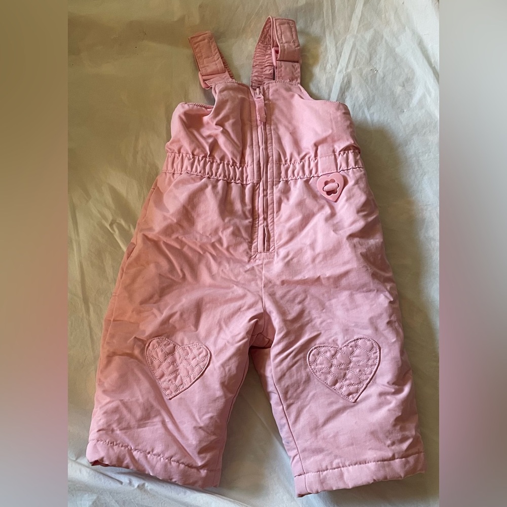Wonderkids Ski Bibs Overalls Size 12 Months Pink Girls Snow Winter Lined